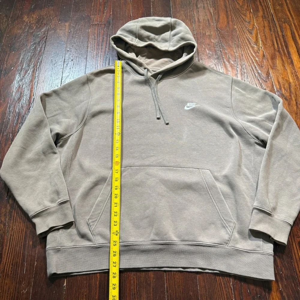 Nike Hoodie Mens XL Tan Pullover Cotton Swoosh Logo Sweater Sports‎ Sweatshirt